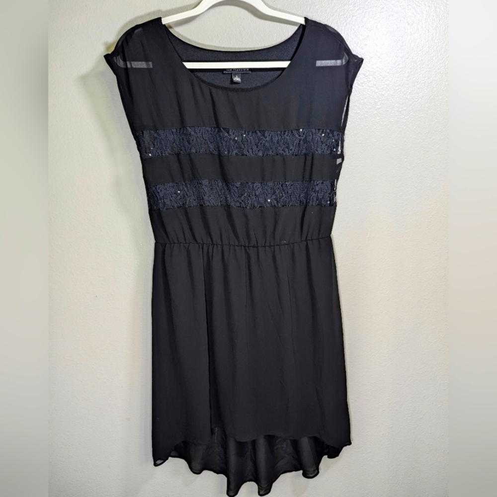 I.N. San Francisco women's black dress with lace and sequins size L